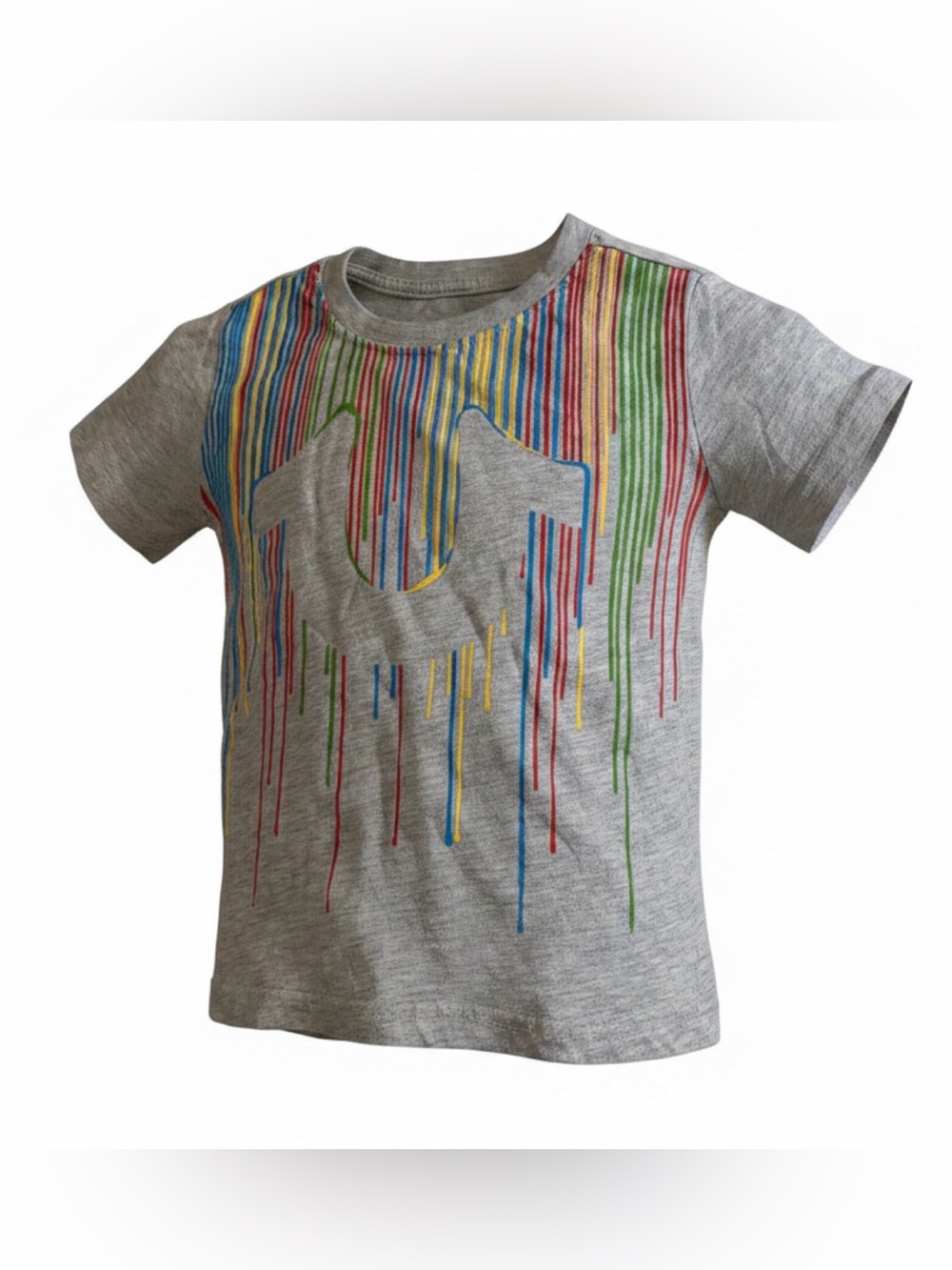 True Religion Kids Gray Tee with Multicolor Drip Logo